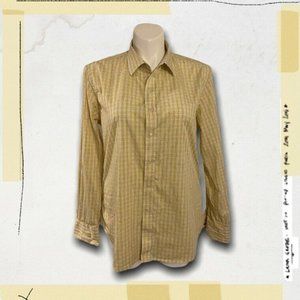 Robert Graham Classic Fit XL Colllar Yellow White Checkers Cotton